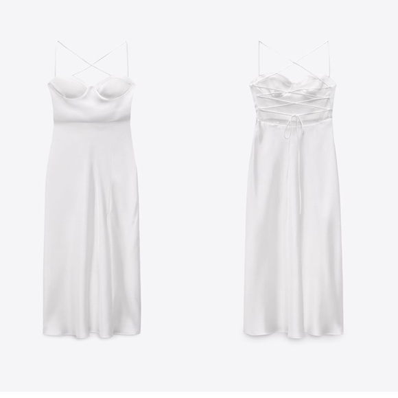 Zara White Satin Effect Sweetheart Neckline Midi Maxi Dress $89.90 - Picture 9 of 16